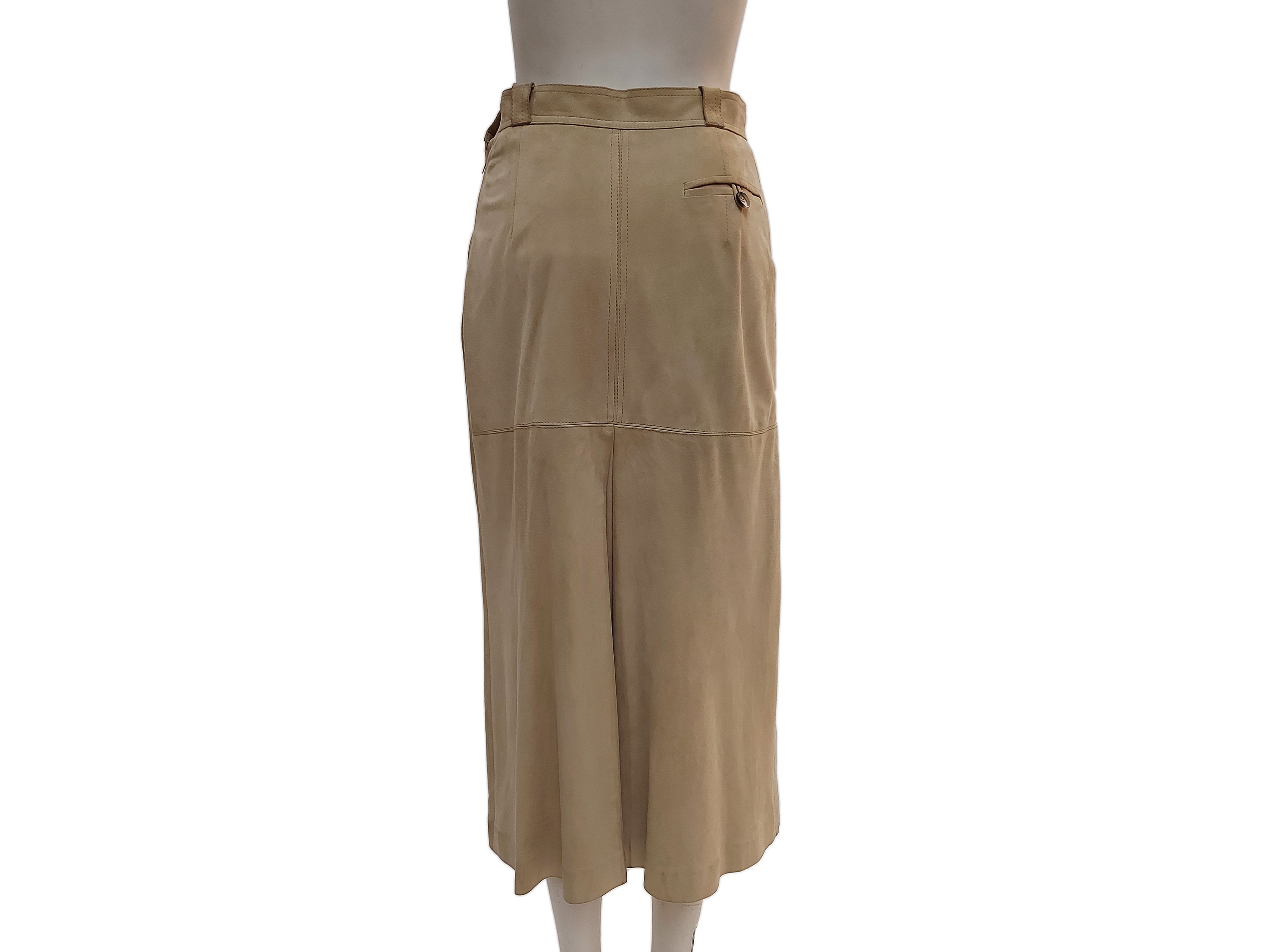 Gucci - Gonna Midi in Pelle Scamosciata Sabbia