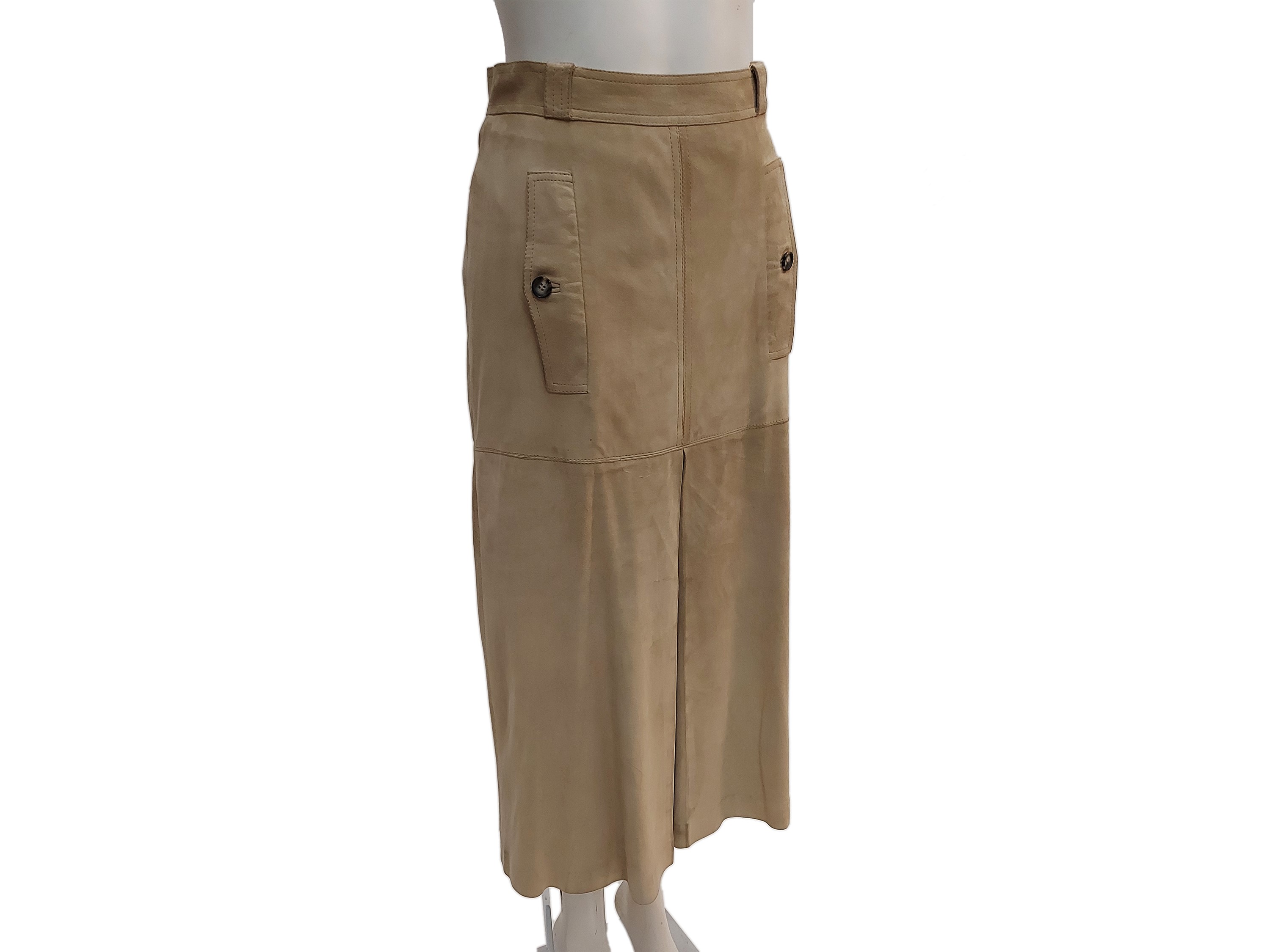 Gucci - Gonna Midi in Pelle Scamosciata Sabbia