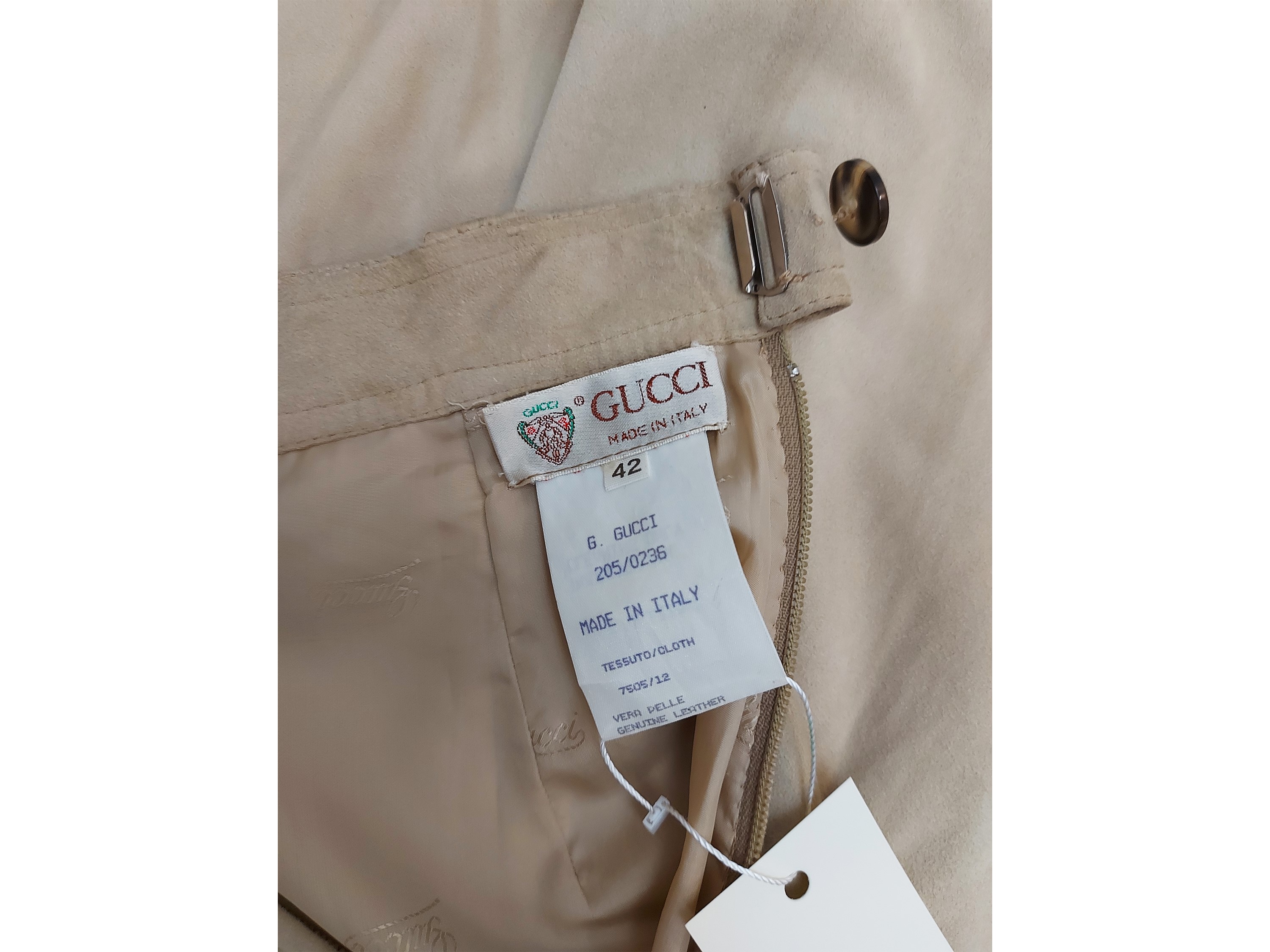 Gucci - Gonna Midi in Pelle Scamosciata Sabbia