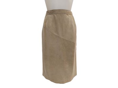 Gucci, Gonna in pelle scamosciata sabbia, taglia 48