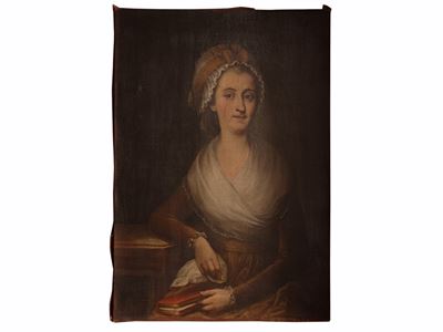 Ritratto femminile con cuffietta, olio su tela