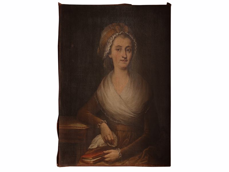 Scuola Francese del XVIII Secolo - Ritratto femminile con cuffietta