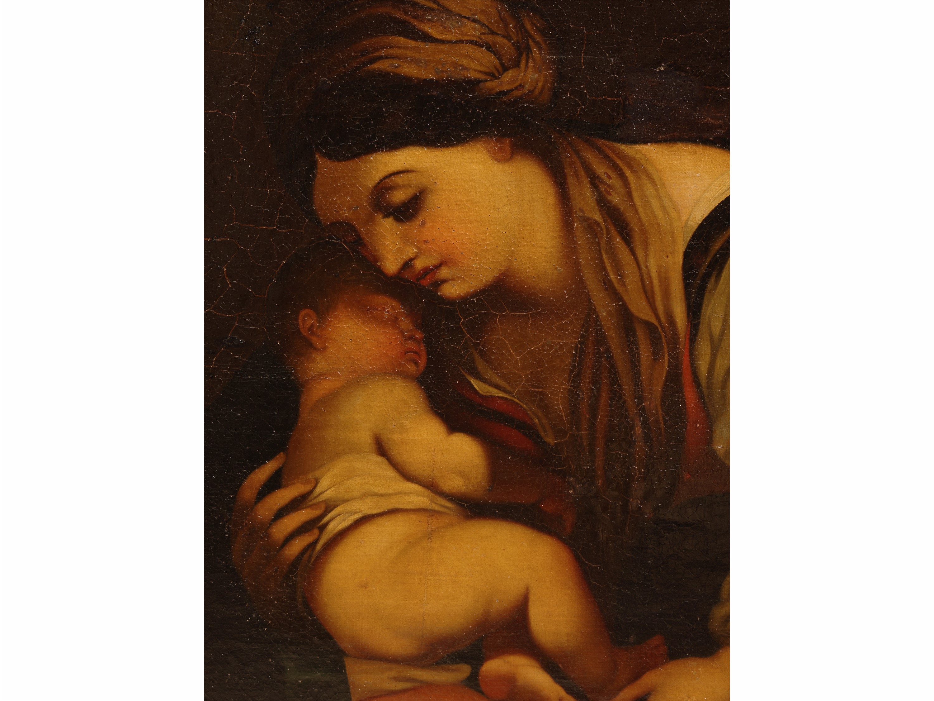Madonna con Bambino, olio su tela in cornice