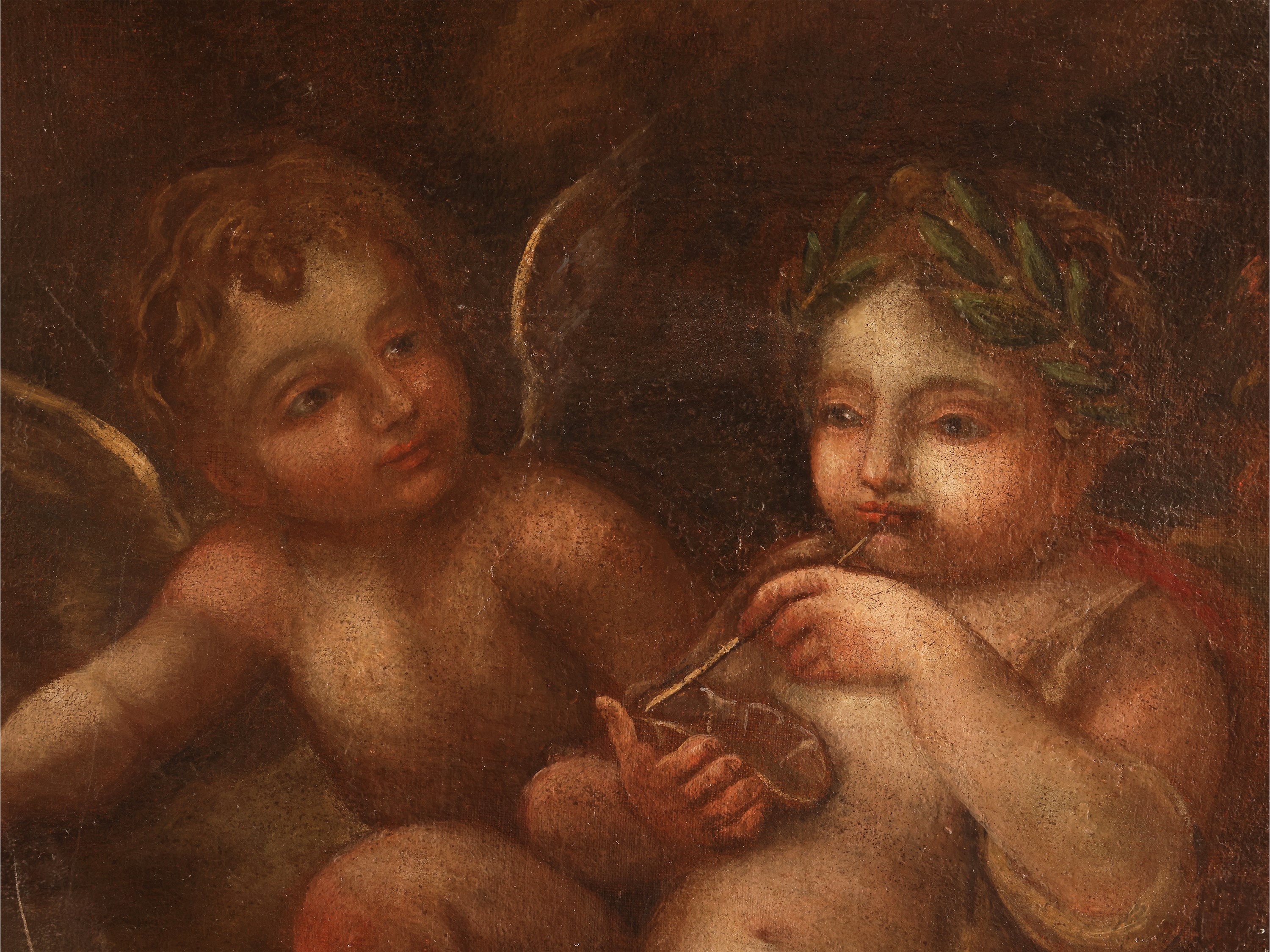Scuola Emiliana del XVIII Secolo - Putti in un giardino, olio su tela