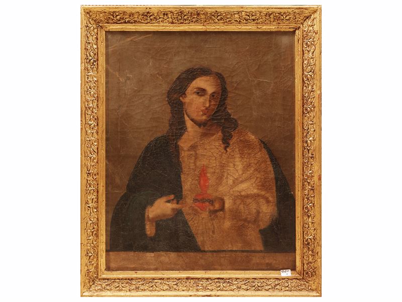 Sacro Cuore, olio su tela in cornice (XIX secolo)