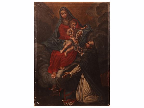 La Madonna col Bambino porge il rosario a San Domenico