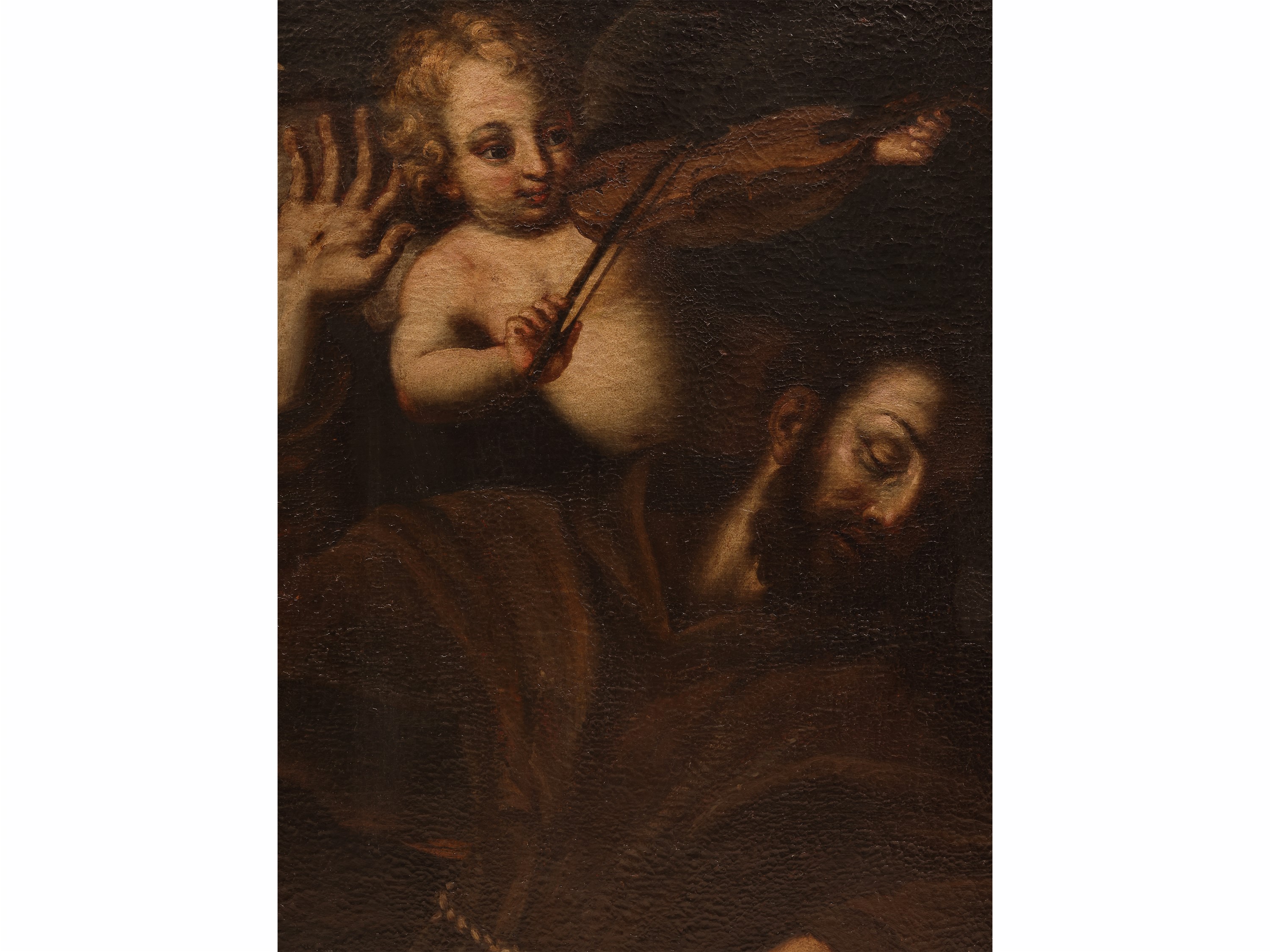 Scuola Genovese del XVIII Secolo - San Francesco e l’Angelo, olio su tela