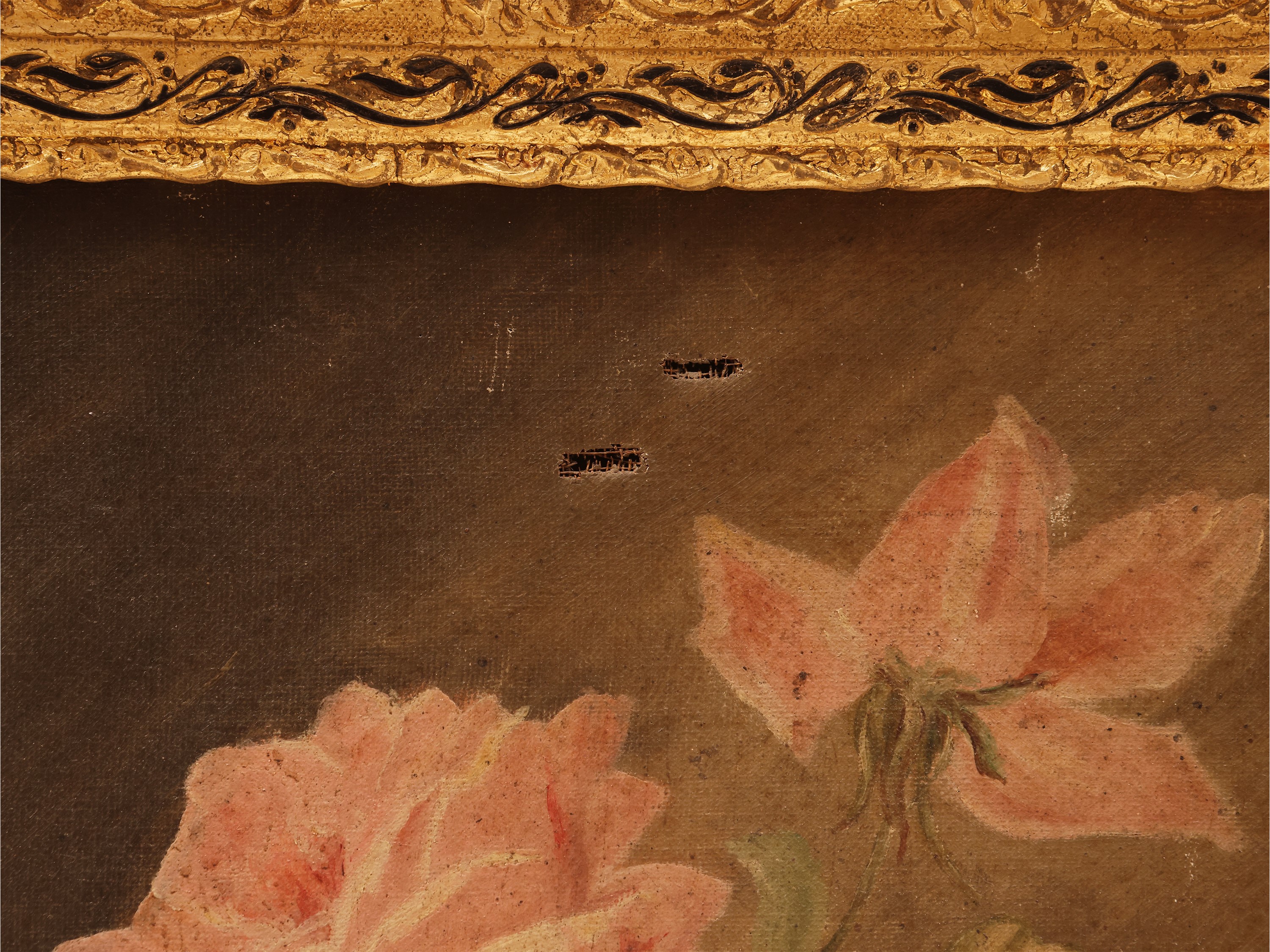 Rose, olio su tela in cornice, inizio XX secolo