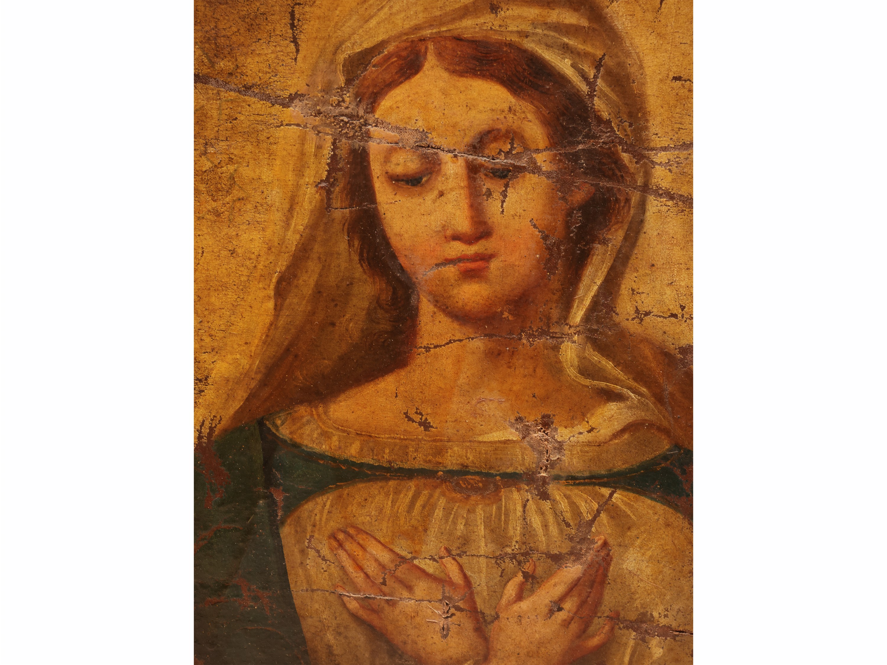 Madonna, olio su tela applicata a tavoletta in ovale