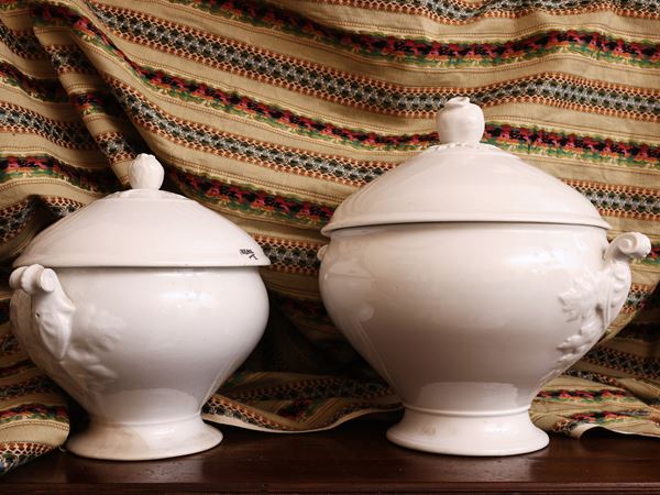 Coppia di zuppiere in terraglia, Società Ceramica Lombarda Milano