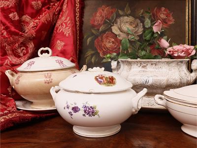 Quattro zuppiere d’epoca in terraglia, XIX/XX secolo