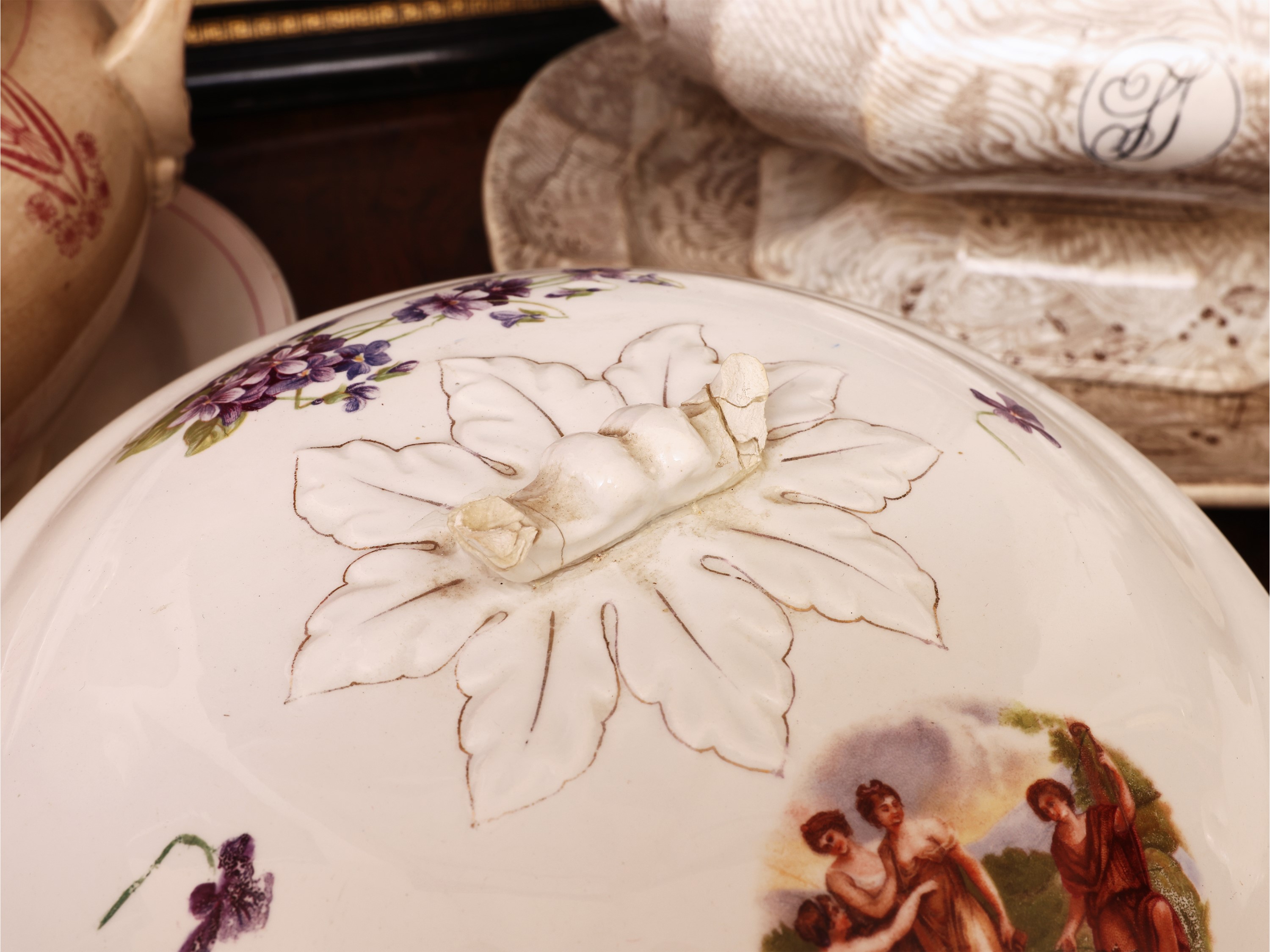 Quattro zuppiere d’epoca in terraglia, XIX/XX secolo