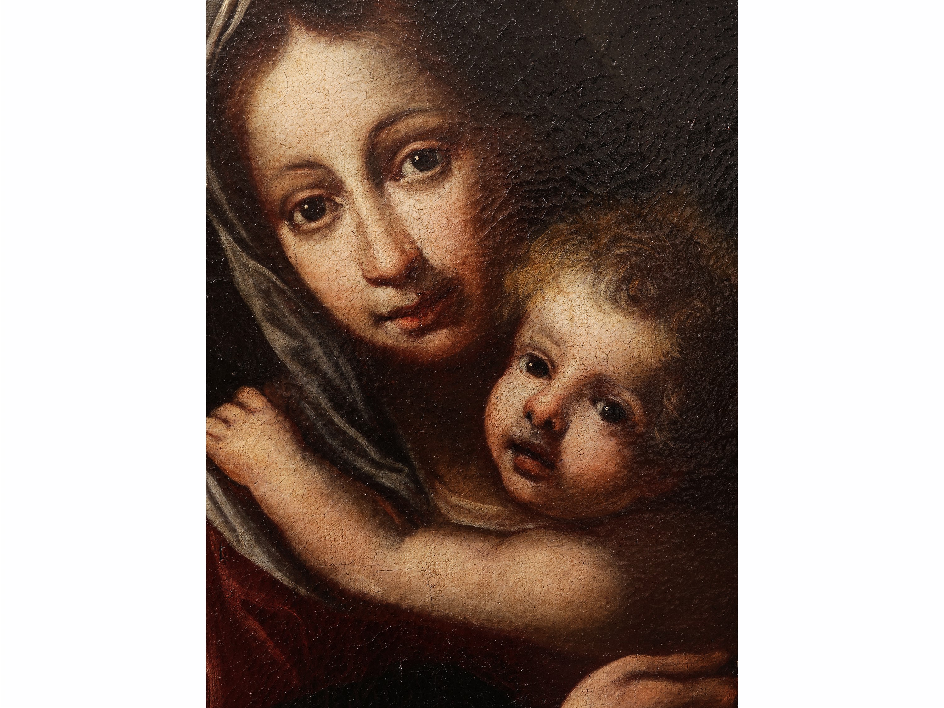 Scuola Romana del XVIII Secolo - Madonna con Bambino entro ghirlanda floreale