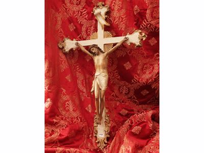 XIX secolo, Crocifisso in legno intagliato e laccato