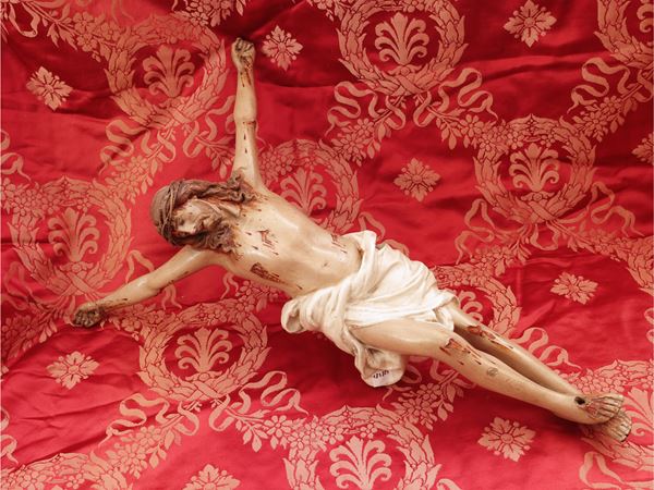Crucified Christ in carved and lacquered wood