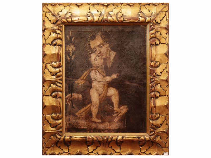 Sant’Antonio da Padova con Gesù Bambino, olio su tela