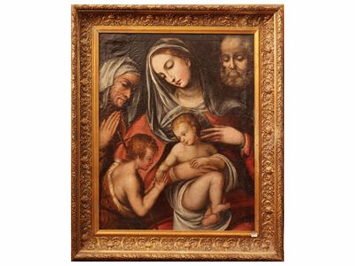 Da Giovan Battista Ramenghi detto Bagnacavallo il Giovane, Sacra famiglia con sant'Anna e San Gio...
