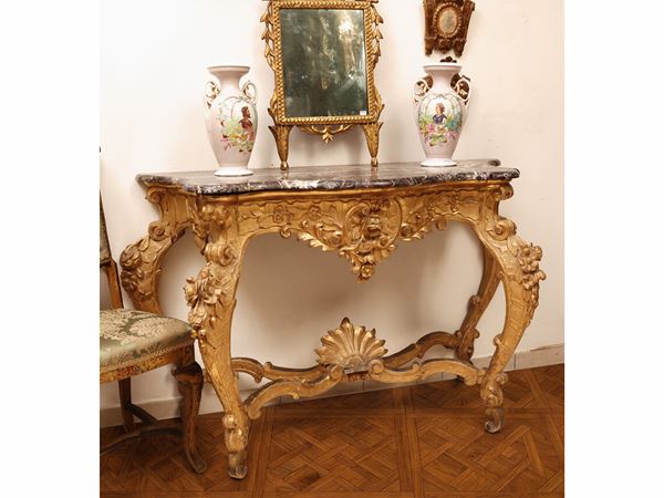 Console in legno intagliato e dorato