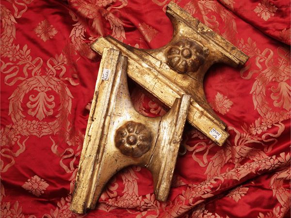 Pair of carved and gilded wooden friezes