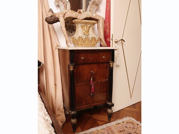 Mahogany veneered bedside table