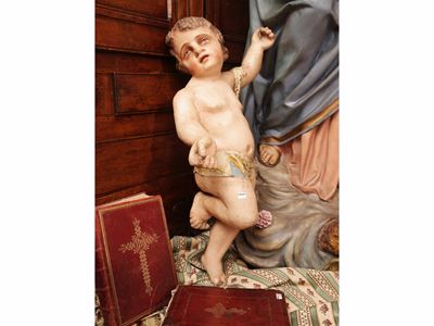 Putto, scultura in legno policromo, XIX/XX secolo