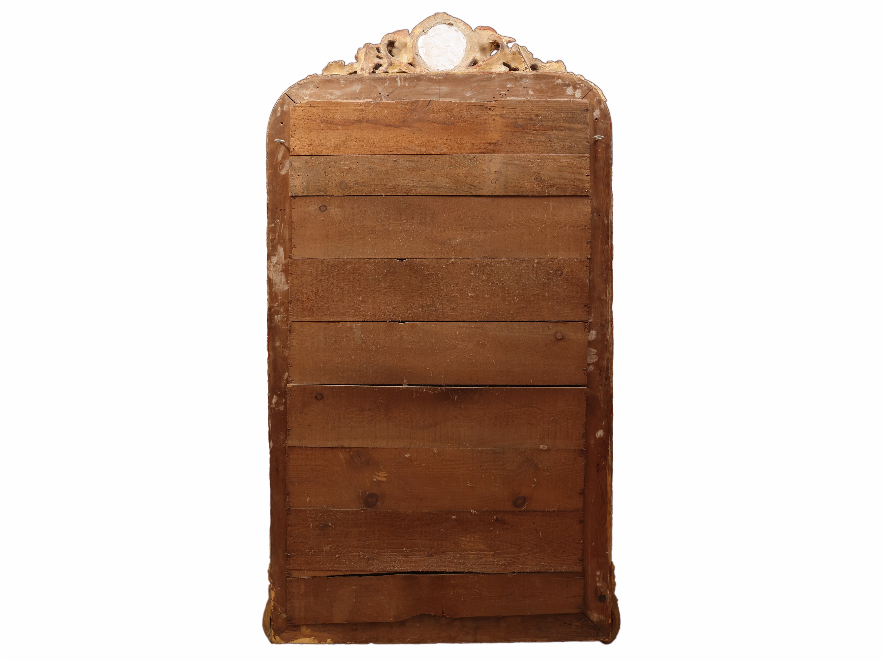 Specchiera centinata, cornice in legno con pastiglia dorata, XIX secolo