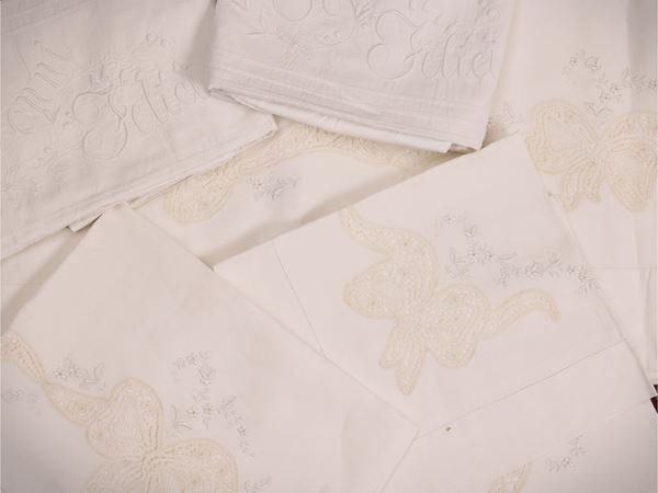 White linen double sheet set