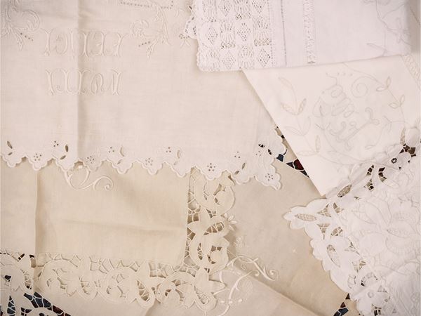 Assortment of embroidered linen bed linen