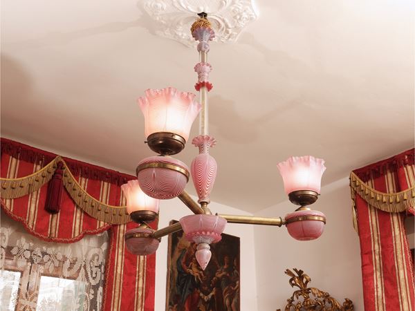 Lampadario a olio in vetro soffiato di Murano