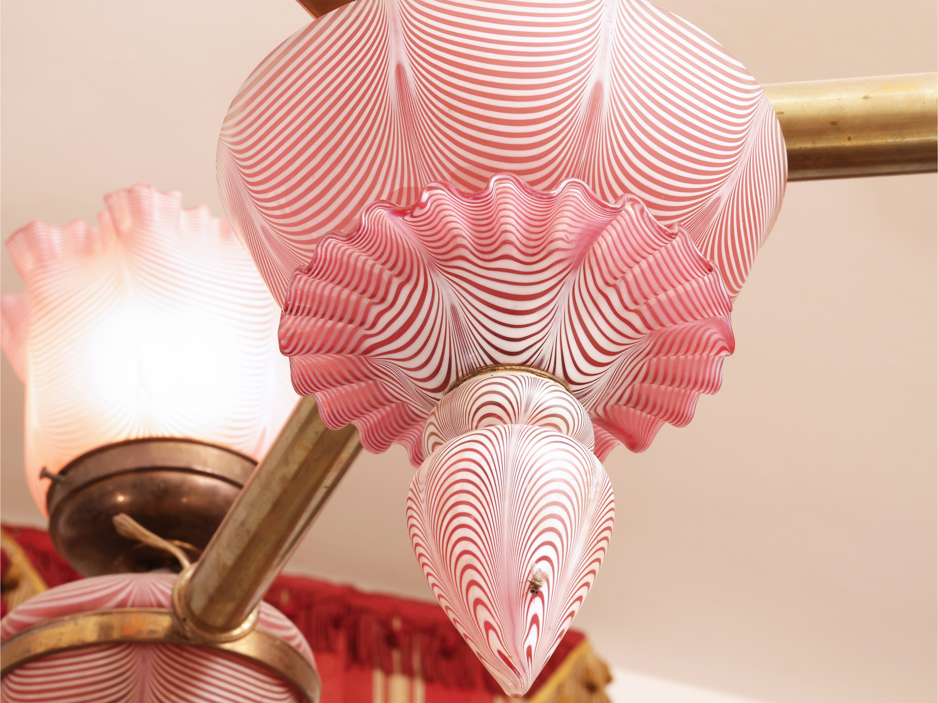 Lampadario a olio, vetro soffiato di Murano a spirale, inizio XX secolo