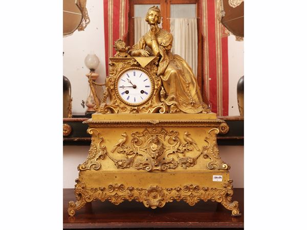Orologio da tavolo in bronzo dorato, Laguesse et Barret