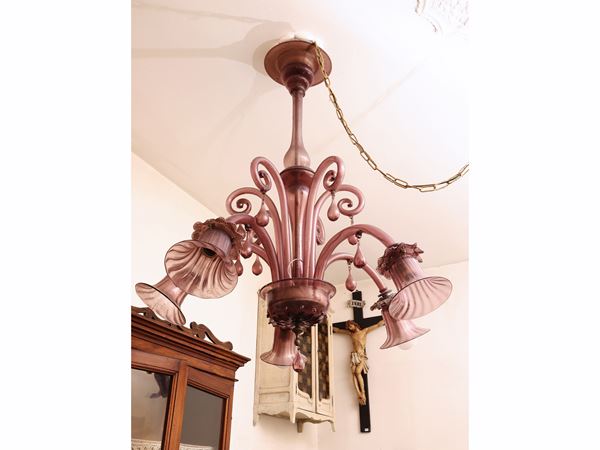 Lampadario in vetro soffiato di Murano