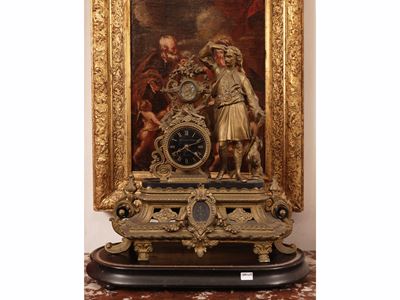 Fortunato Puliti, Orologio da mensola in antimonio dorato (Firenze), seconda metà del XIX secolo