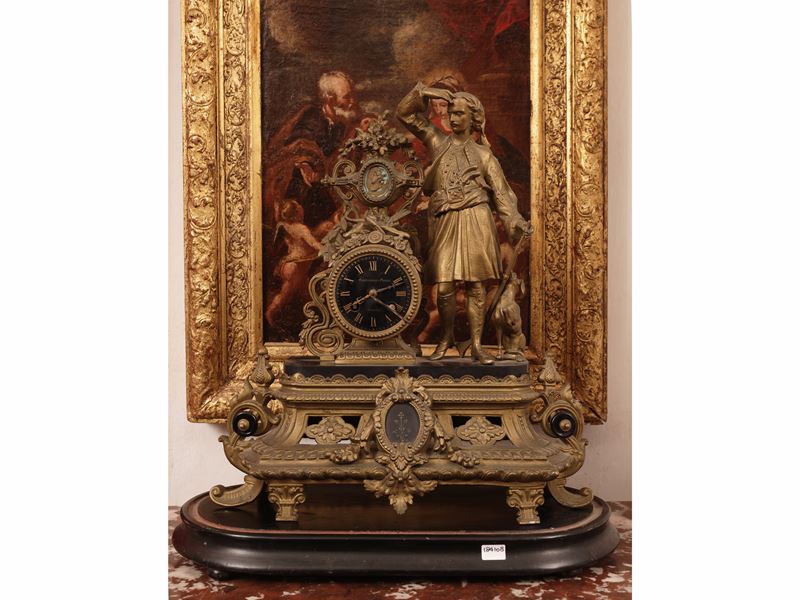 Fortunanto Puliti, Orologio da mensola orientalista in antimonio dorato