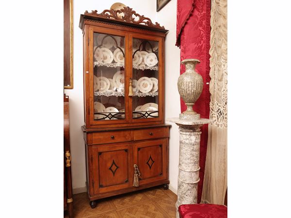 Rustic sideboard with two bodies in cherry wood