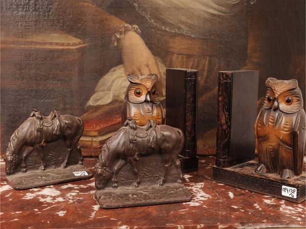 Two pairs of vintage animalier bookends