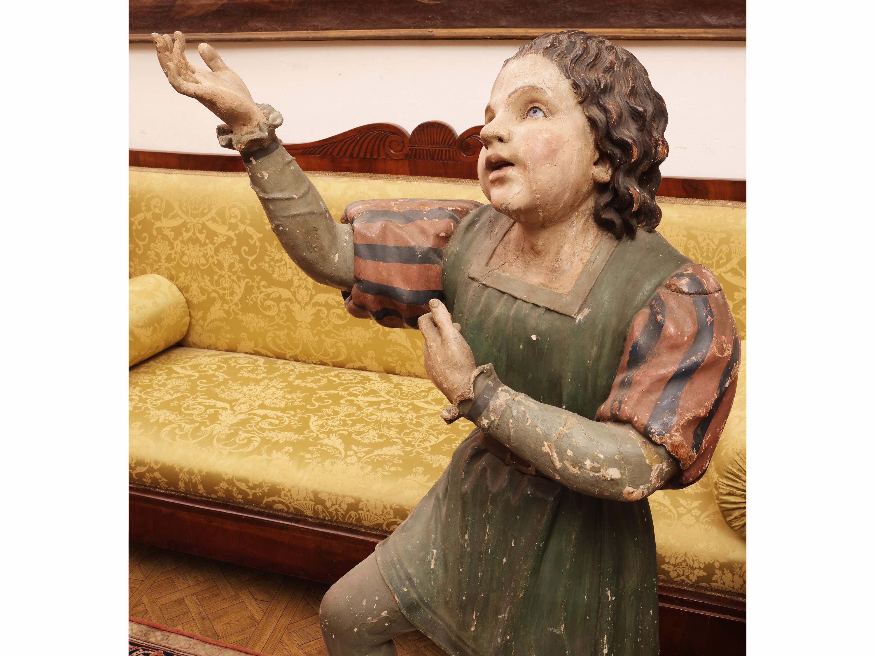 Scultura lignea policroma, Paggio orante,  XIX secolo