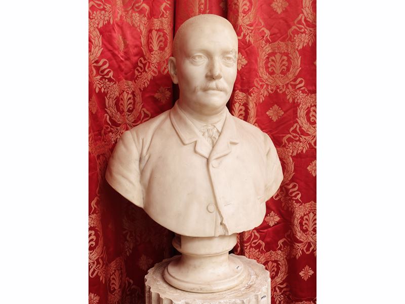 Carlo Orsi - Ritratto virile con baffi (busto in marmo bianco), seconda metà del XIX secolo