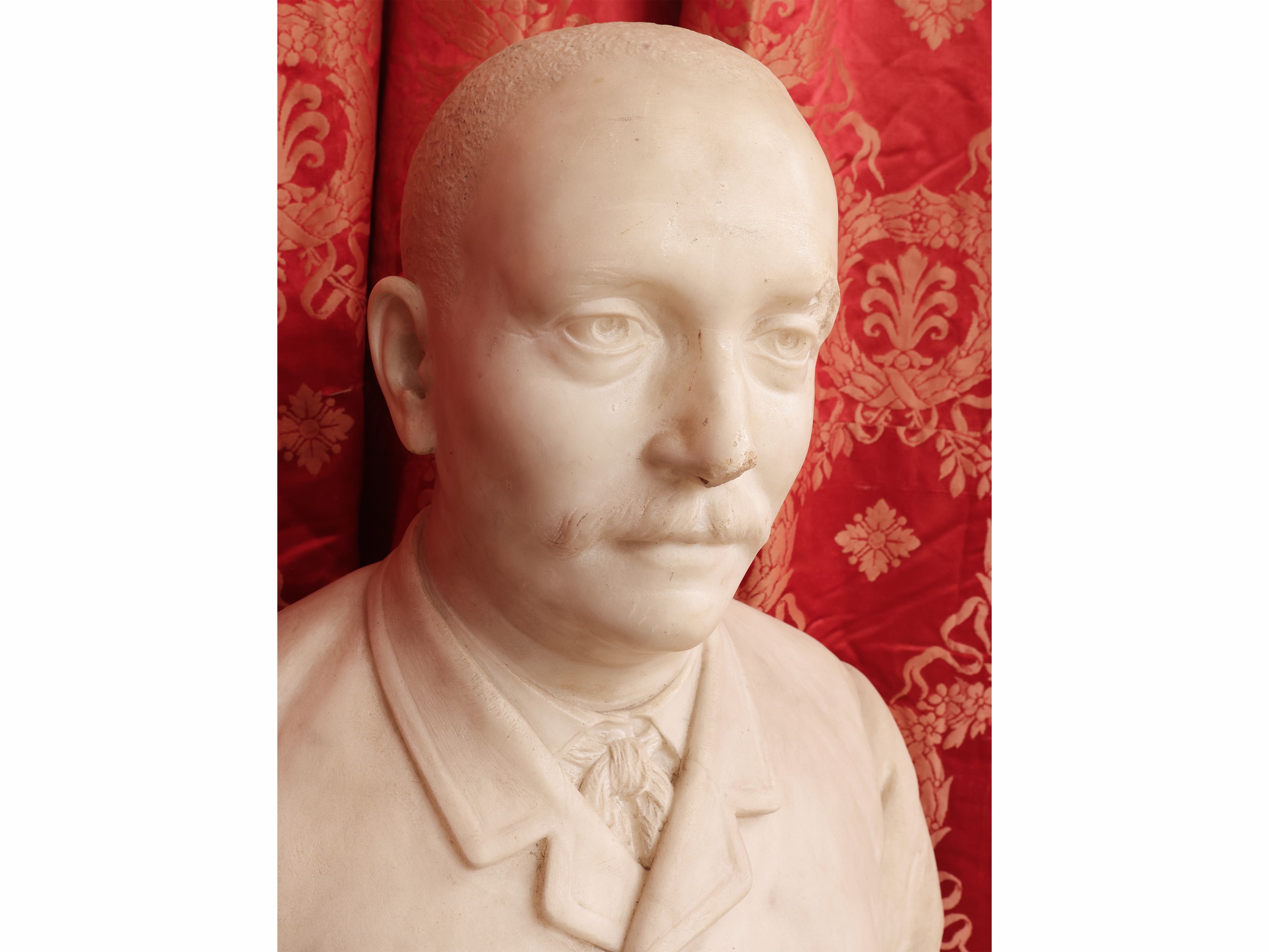 Carlo Orsi - Ritratto virile con baffi (busto in marmo bianco), seconda metà del XIX secolo