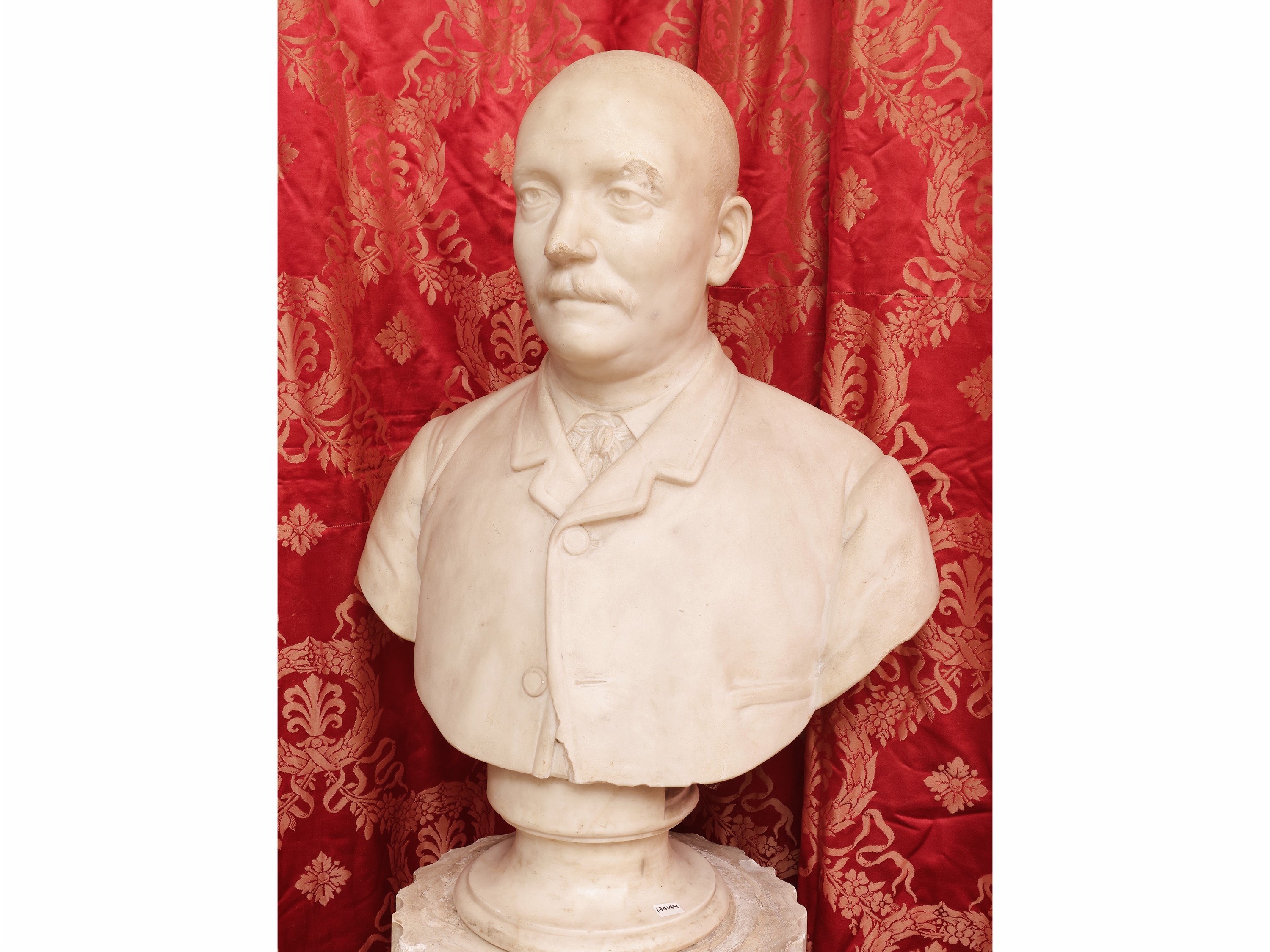 Carlo Orsi - Ritratto virile con baffi (busto in marmo bianco), seconda metà del XIX secolo