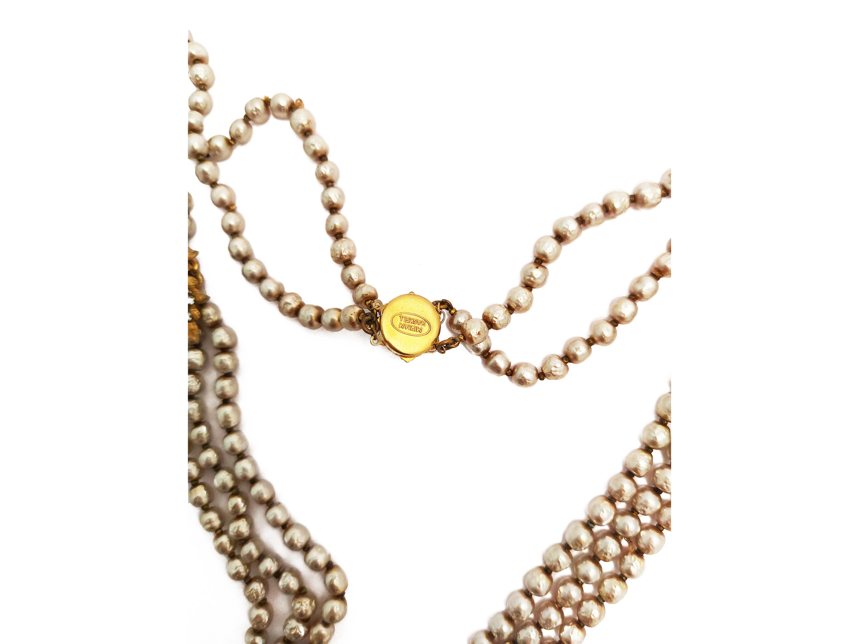Miriam Haskell, Lunga collana in perle barocche con pendente