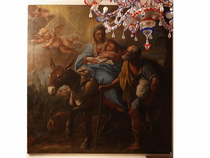 Scuola Romana del XVIII Secolo - La Fuga in Egitto