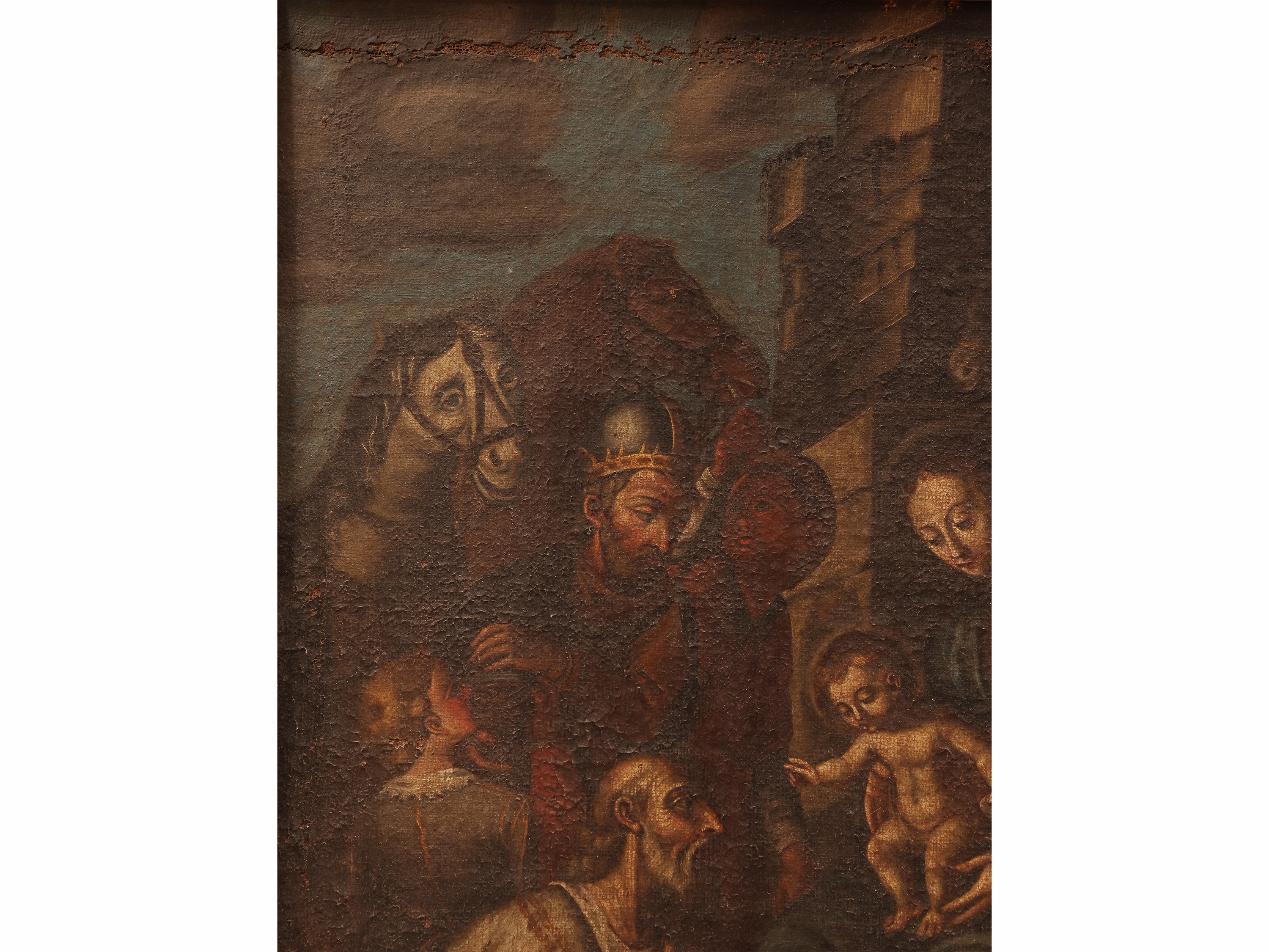 Adorazione dei Magi, olio su tela in cornice