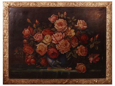 Composizione decorativa, Vasi ricolmi di rose, XX secolo