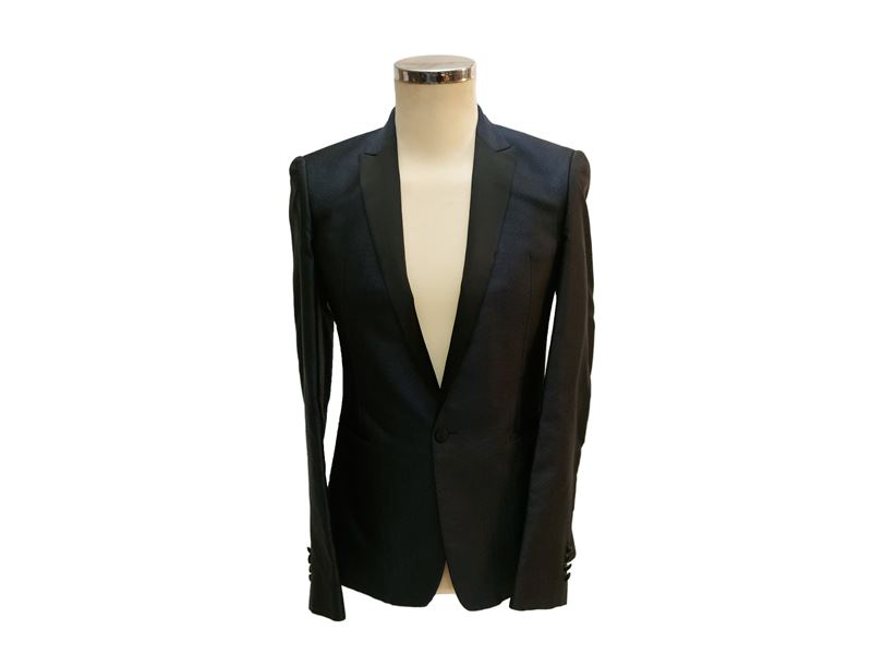 Roberto Cavalli - Giacca da Smoking in Damascato Blu e Nero