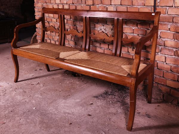Walnut bench sofa