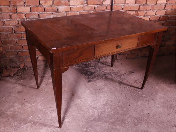 Walnut veneered writing table