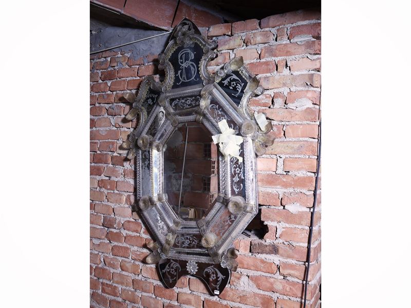 Specchiera ottagonale, vetro di Murano, inizio XX secolo