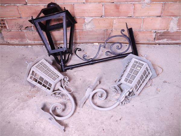 Two garden wall lamps