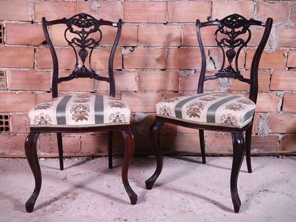 Pair of ebonized wooden chairs